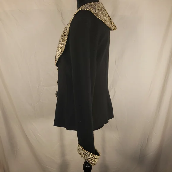 Vintage D. J. Summers Black and Gold Animal Print Women's Jacket - 12 - Picture 3 of 8